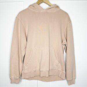 Elwood core hoodie XS tan heavyweight boxy neutral organic cotton pocket cozy